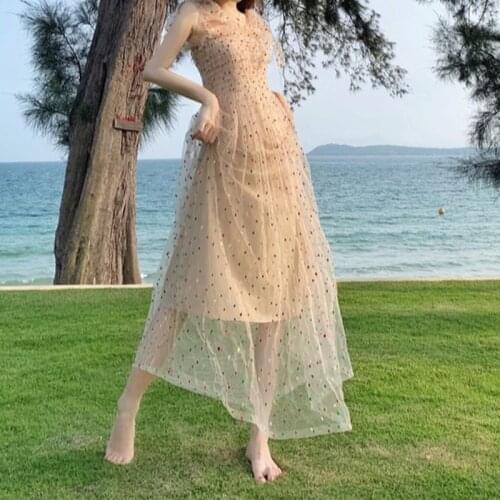 2021 Women Cottagecore Aesthetic Fairy Dress Sexy High Waist Dot Dresses Female Korean Harajuku Kawaii Vestidos De Fiesta Dress