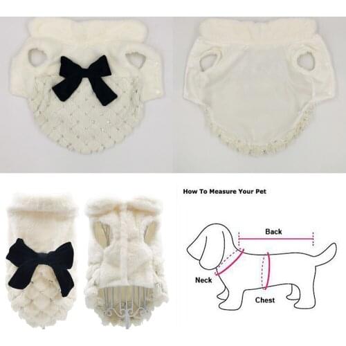 Winter Dog Clothes Coat Jacket Bowknot Sequins Pet Clothing Puppy Outfits Yorkie Pomeranian Poodle Schnauzer Small Dog Costume