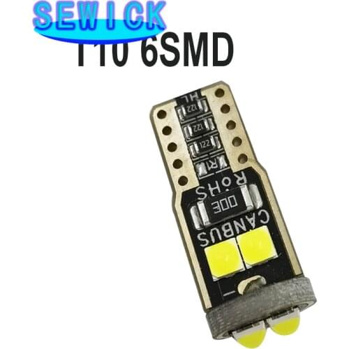 100Pcs 3D 3030 6smd T10 w5w 168 194 led car led license plate light dome lamp 12V auto side marker lights canbus blue bulb