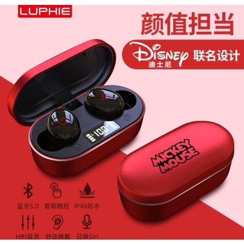 2021 Disney Original Headphone Bluetooth 5.0 Earphones Charging Box Mickey Wireless Sports Headset music call earbuds headset