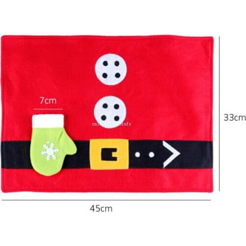 30sets Christmas Santa Claus Costume Dinner Table Mats Gloves Knife Fork Bags Table Set Xmas Gift Home Supplies Desktop Decor