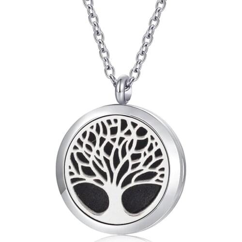 316L Stainless Steel 27m Silver Color Magnetic Aromatherapy Locket Essential Oil Diffuser Pendant Necklace with chain as Gift