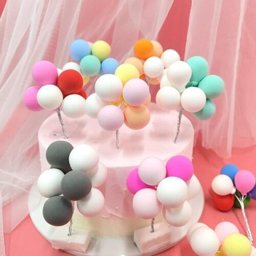 8pcs Colorful Clay Balloon Cake Topper Ball Cupcake Topper For Kid Birthday Party Baby Shower Decoration Dessert Decor Supplies