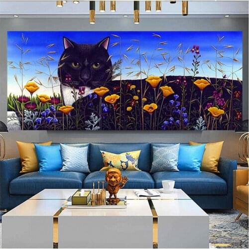 DIY 5D Diamond Painting Black Cat Full Square Round Diamond Embroidery Cross Stitch Mosaic Art handmade gift home decor A1231