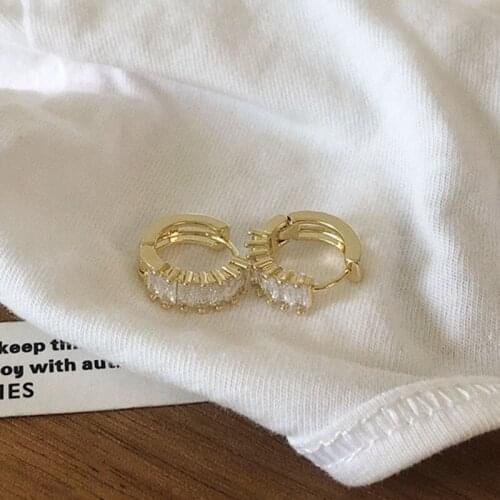 Charms Gold Color Hoop Zircon Crystal Circle Earcuff with Piercing Minimalist Loop Ear Cuff Earrings for Women Girl Aesthetic