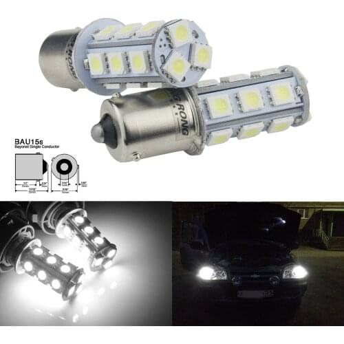 ANGRONG 2 White 18 LED 581 BAU15S PY21W Turn Signal Rear Indicator Front Light 12V Bulb