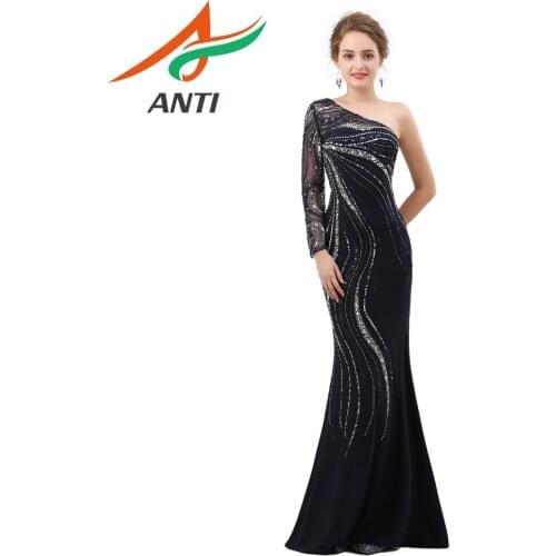 ANTI Luxury Beading Robe de Soiree Evening Dress Long Floor-Length One-shoulder Vestido De Festa Mermaid Formal Dresses Gown