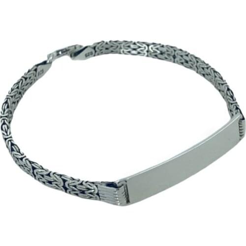 6 mm Double Two King Chain Name Written Imprint 925 Silver Bracelet