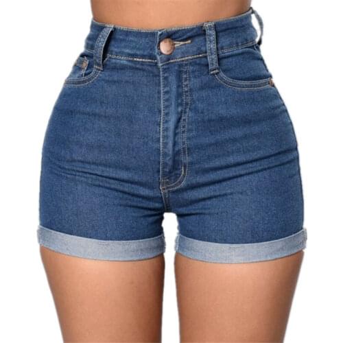 Nouveau Pantalon Summer Denim Femme Shorts Jeans High Waist Party Beach Solid Color Fashion Casual