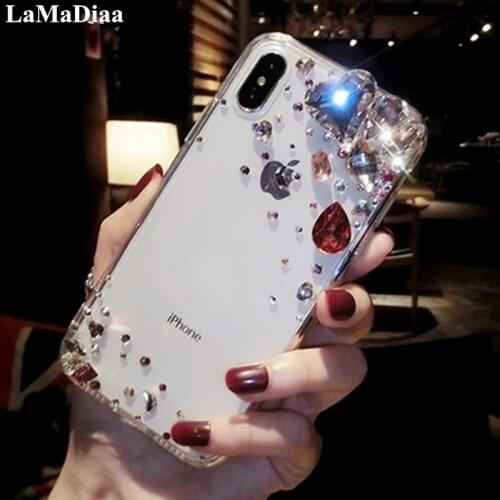 LaMaDiaa Phone Case For Samsung Galaxy J3 J4 J5 J6 J7 J8 2018 A3 A6 A7 A5 A8 A9 2017 Phone Case Women Crystal Rhinestone cover