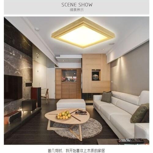 Japanese Style Tatami Wood Ceiling and Pinus Sylvestris Ultra-thin LED 30/33/43cm Wooden LED Lamp Square Ceiling Lamp Fixture