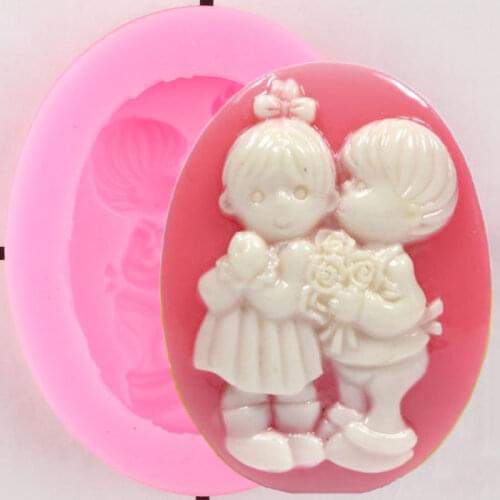 Baby Child Silicone Mold Bride Groom Rose Bouquet Cupcake Topper Chocolate Fondant Cake Decorating Tools Candy Resin Mould