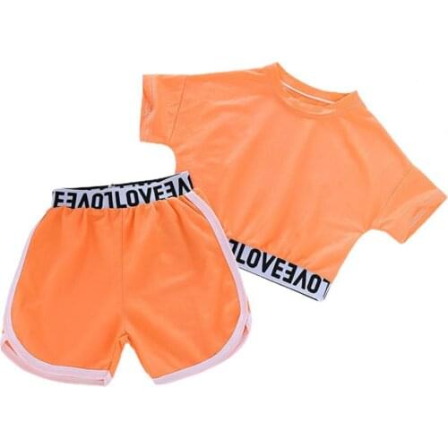 Kids Tops Short Sleeve Loose Children Girls Short Sleeve Tops Shorts Set for Sports
