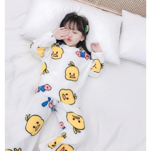 Kids Children Pajama Set Warm Girls Tops Pant Sleepwear Winter Long Sleeve Teens Homewear Cute Toddler Girl Cartoon Clothes 2021