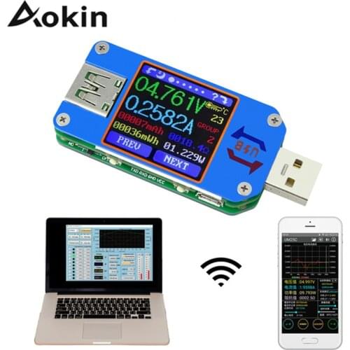 For APP USB 2.0 Type-C LCD Voltmeter Ammeter Voltage Current Meter Battery Charge Measure Bluetooth Communication UM25 UM25C
