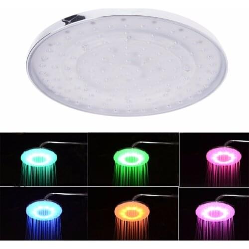 Bathroom Shower Head 8" inch RGB LED Light Stainless Steel Rain Shower Head