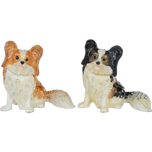 Dog Enameled Trinket Box Handmade Keepsake Boxes Dog Miniature Decoation Gift