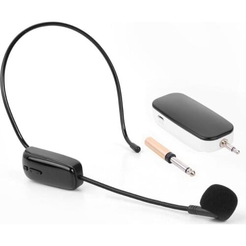 UHF Headset Wireless Microphone with Receiver for Teaching Voice Amplifier Standard 3.5 to 6.35 Audio Converter for Speakers