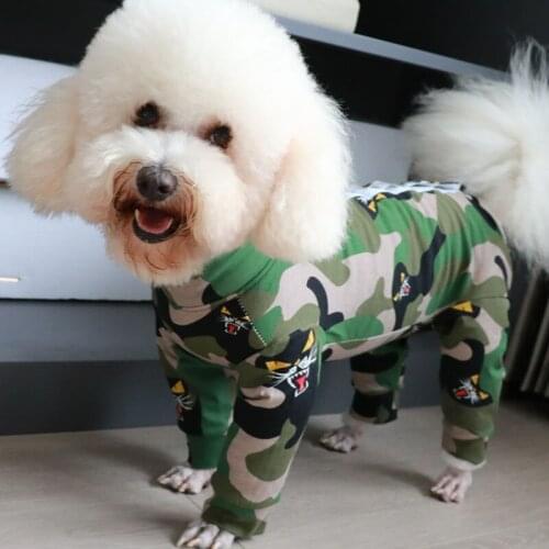 Pet Dog Jumpsuit 100%Cotton Thin Camouflage Overalls For Small Medium Dogs Protect Belly Stretchy Pajamas Puppy Clothes Poodle