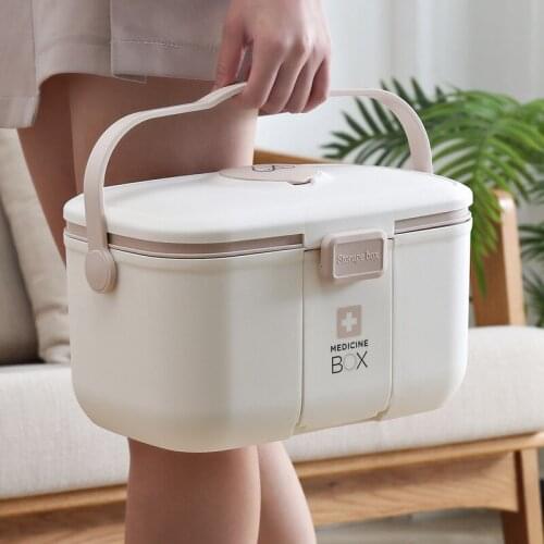 Large-capacity medicine box plastic double-layer drawer sundries storage box family emergency storage first aid kit