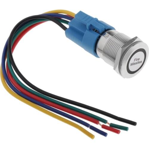 Momentary 12V Car Red LED Light Lamp Headlight Push Button Metal Toggle Switch