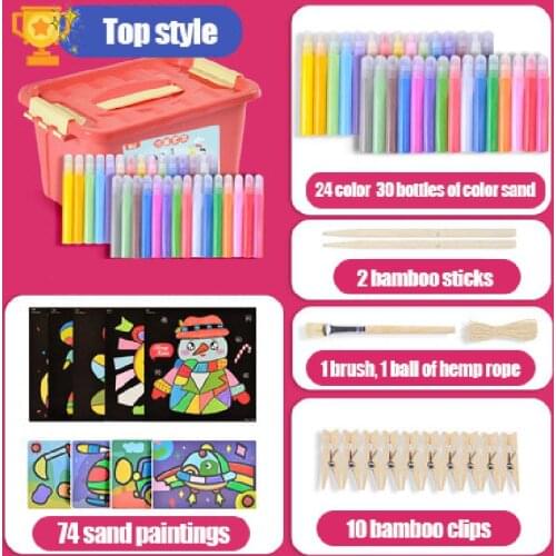 Upgrade Sand Painting Suit 24 Color Sand Diy Cartoon Painting Toy Kids Arts And Crafts Toys Kids Gift Montessori Education