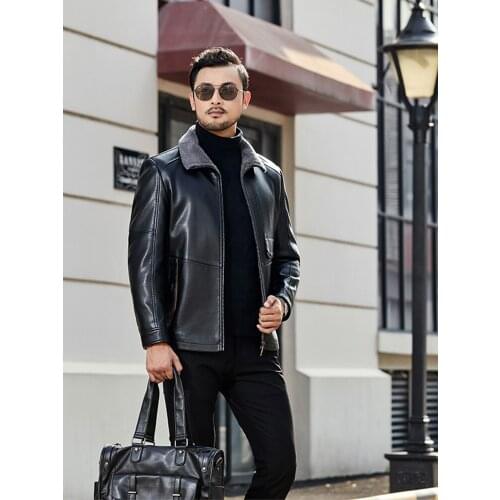 2021 Winter New Men Leather Jackets Man Business Casual Warm Clothing Chaqueta De Cuero Hombre Fashion Outerwear Male Fur Coat