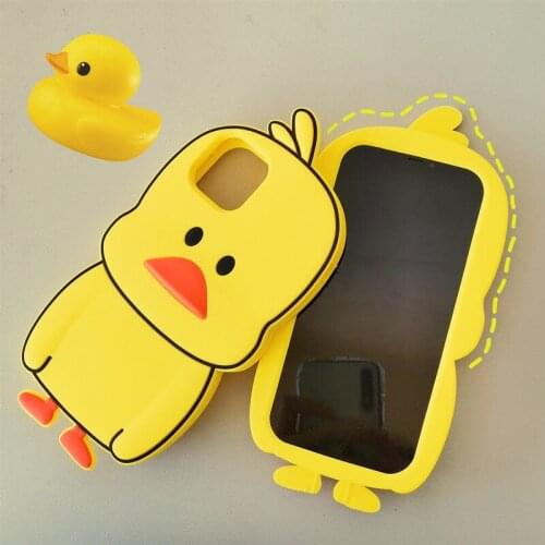 For iPhone 12 Pro Max Cute Pop Yellow Duck Case For 11 7 8 Plus X Xs Xr Xs Max Full Soft Smooth Silicone Protect Phone Cover TPU