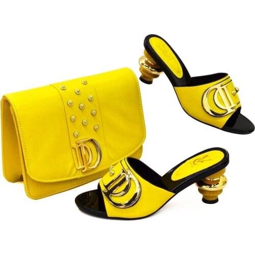 Beautiful Peach Shoes and Bag Sets Best Selling Smooth Material Italian Design Shoes and Bags Set African party Shoes and Bags