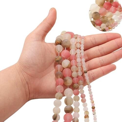 Natural Matte Tea Watermelon Stone Round Loose Spacer Beads For Jewelry Making DIY Bracelet Accessories 1Strand 4 6 8 10 12mm