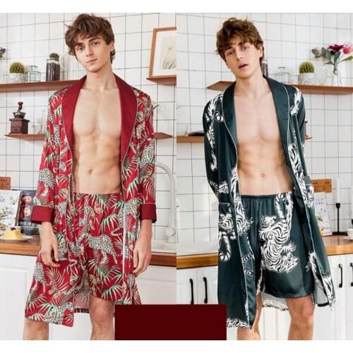 New Arrival Satin Mens Pajamas Summer Casual Home Wear Animal Print Shorts Loose Soft Sleepwear Bottoms Wild Style Comfortable