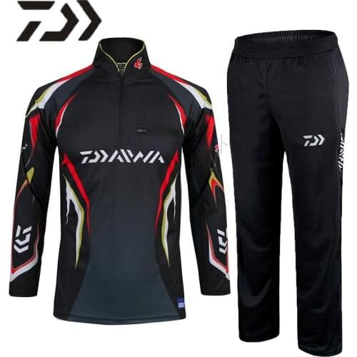 DAIWA Fishing Clothing Men Long Sleeve Breathable Quick Dry Fishing Shirts Anti-UV Quick-drying Fishing Pants Breathable Pants