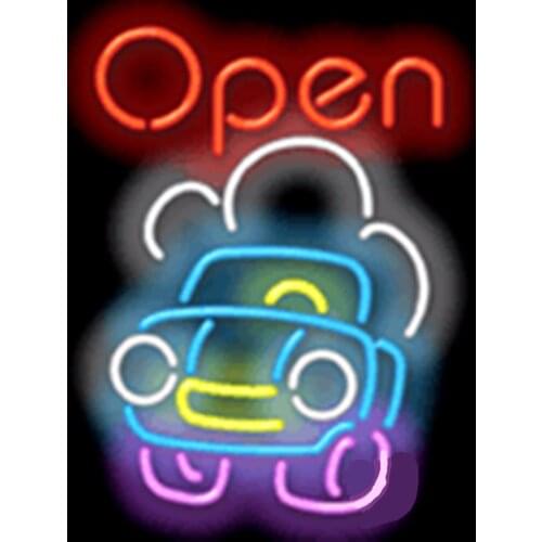 Open with Car Rent Businese Repair Car Auto Tube neon sign Handcrafted Automotive signs Shop Store Business signage 17"x14"