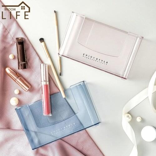 Plastic Cosmetic Storage Powder Box Lipstick Holder Desktop Shelves Makeup Organizer Multi-Function Rack Transparent Home Shelf