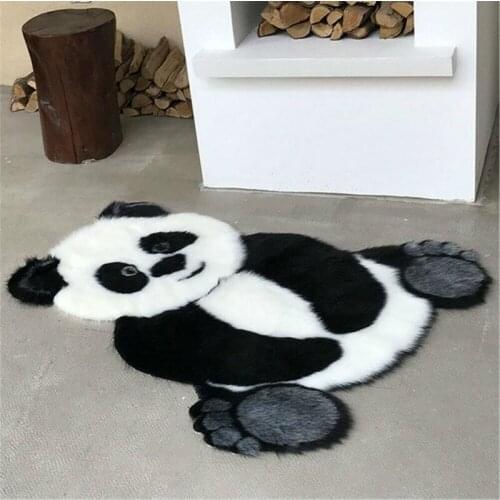 Plush Carpet Panda Printed Rug Lovely Imitation Animal Hair Home Area Rugs Bedroom Living Room Non-slip Mat