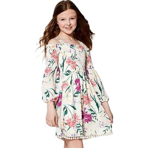 Yatheen Big Girls 7T-16T Casual Dress Springtime Floral Dresses Full Sleeves Dress Kids Dress For Girls