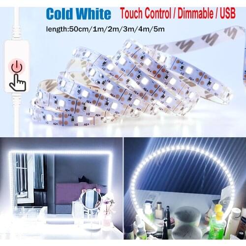 Sale Touch Control Dimmable 5V USB 0.5M-5M 60LEDs Flexible Waterproof LED Strip Makeup Mirror Light 1W-15W Decor Strip Light Q30