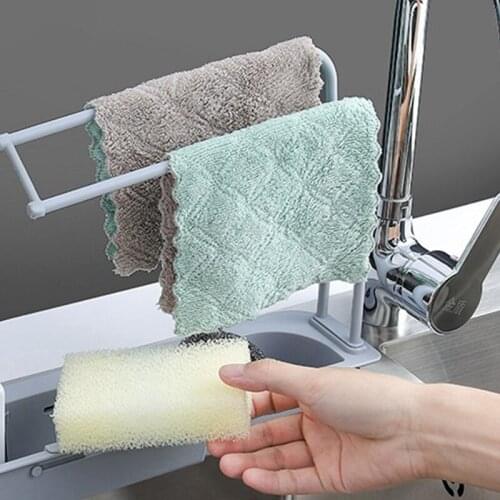 2 Pcs Adjustable Organizer Storage Basket for Home Kitchen Telescopic Sink Rack Holder Expandable Storage Drain Basket