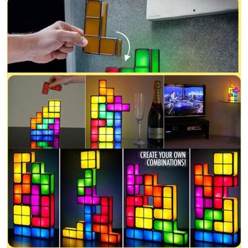 Romantic DIY Tetris Puzzle LED Night Light Colorful Constructible Block Night Lamp Creative Kids Toys Home Decoration 45