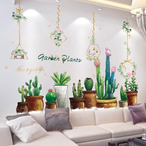 [SHIJUEHEZI] Orchis Flower Wall Stickers DIY Potted Plant Wall Decals for Living Room Kids Bedroom Kitchen Home Decoration