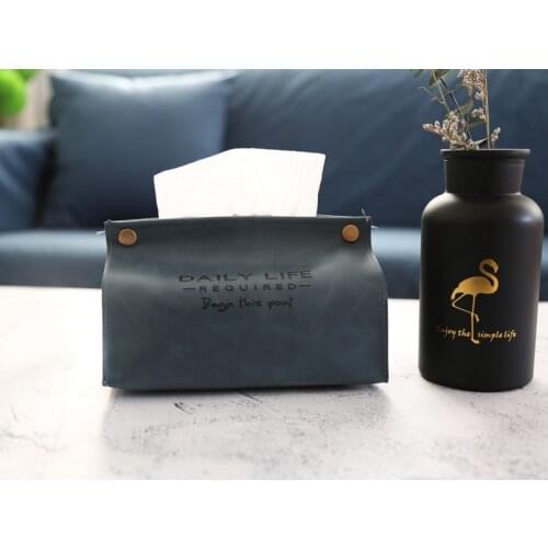 Nordic style retro simple PU leather tissue box household living room tea wind bedroom paper towel pumping