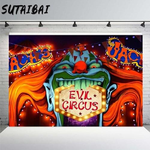 Horror Circus Halloween Party Theme Photography Backdrops Evil Clown Entrance Scary Hallowmas Kids Birthday Photo Background