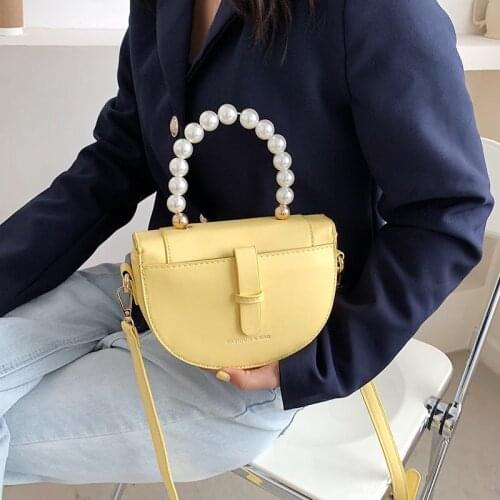 Shoulder Bags For Women 2021 New Top Handle Bag Pearl Ring Crossbody Luxury Fashion Designer Semicircle Ladies Totes Handbags