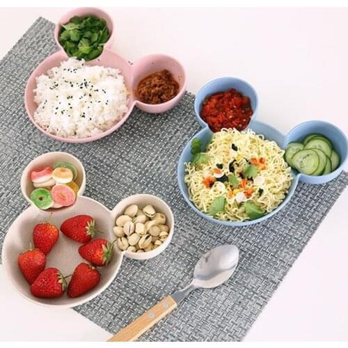 Cartoon Wheat Straw Baby Feeding Bowl Tableware Wheat Plate for Kids Children Infant Dish Training Dinnerware Cute Dishes Tray