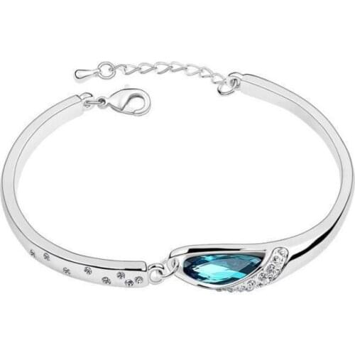 XKXLHJ New Fashion MODA Elegant Luxury Design Silver Plated Bright Austrian Crystal Pendant Bracelet Female Jewelry Gift