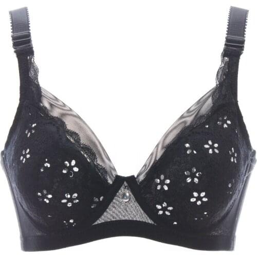 Yasemeen Floral Transparent Lace Bras Ultra-thin Sexy Lace Bras Super Minimizer Adjustable Underwire Push Up Bras Plus Size