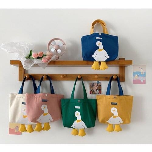 Women Canvas Shoulder Bag Casual Hand Bag 2021 Student Bag With Yellow Duck Korean Style Shoulder bag Handbags Tote For Girls