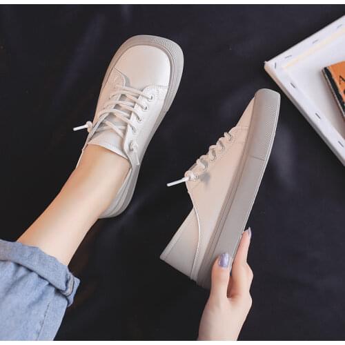 Pofulove Square Toe Shoes for Women White Leather Shoes Fashion Design Girls Sneakers Tenis Vulcanize Shoes Zapatos Woman Flats