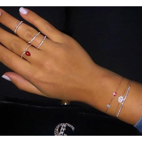 Rose gold evil eye ring cute lovely thin band simple minimal fashion women finger jewelry rings