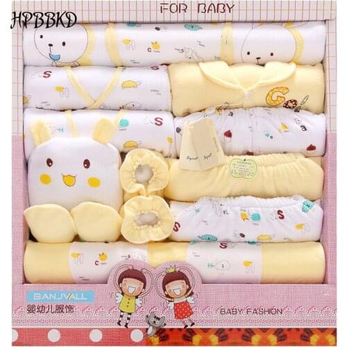 HPBBKD 19Pcs/lot Newborn Baby Winter Warm Gift Sets Unisex Infant Thick Clothing Baby Bib Hat Baby Outfits For 0-6 Month TZ-028